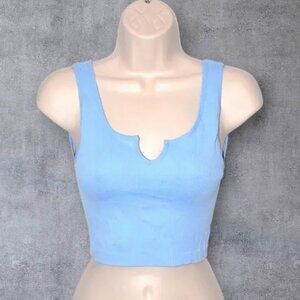 NWT ANWND Crop Tank Top Ribbed Baby Blue Sleeveless